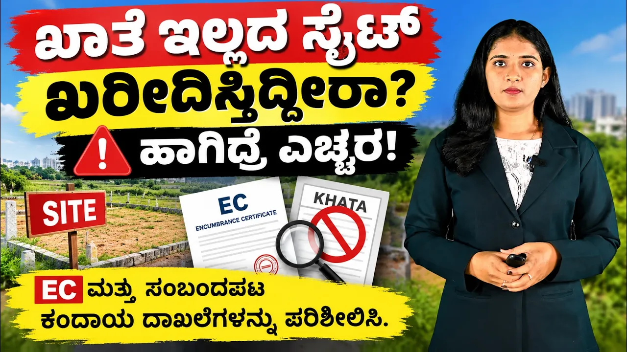 Read more about the article ಖಾತೆ ಇಲ್ಲದ ಸೈಟ್ ಖರೀದಿಸುತ್ತಿದ್ದೀರಾ? ಎಚ್ಚರ! EC ಮತ್ತು ಖಾತಾ ದಾಖಲೆ ಪರಿಶೀಲಿಸುವುದು ಏಕೆ ಮುಖ್ಯ?